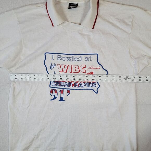 VTG 1991 Bowling Collared T-Shirt Sz L Screen Stars WIBC Nationals Cedar Rapids - Picture 5 of 6